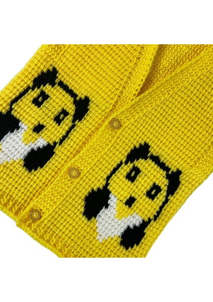 1873 El Örgüsü Ayıcık Suratı Desenli Örgü Yelek - 1 - 3 Yaş modelleri
