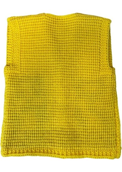 1873 El Örgüsü Ayıcık Suratı Desenli Örgü Yelek - 1 - 3 Yaş fırsatları