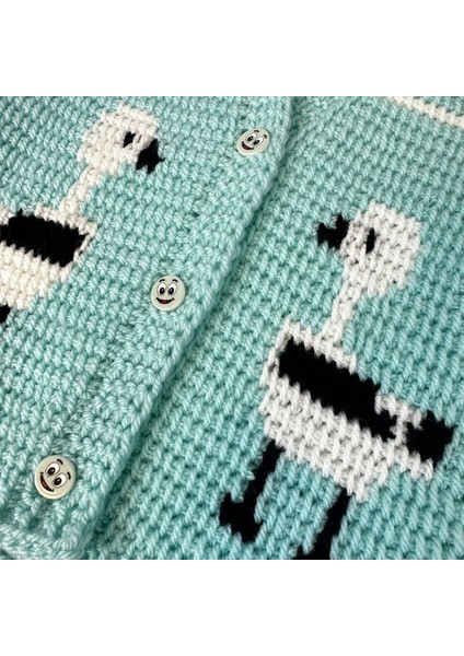 0907 El Örgüsü Ördek Desenli Örgü Yelek - 1 - 3yaş modelleri