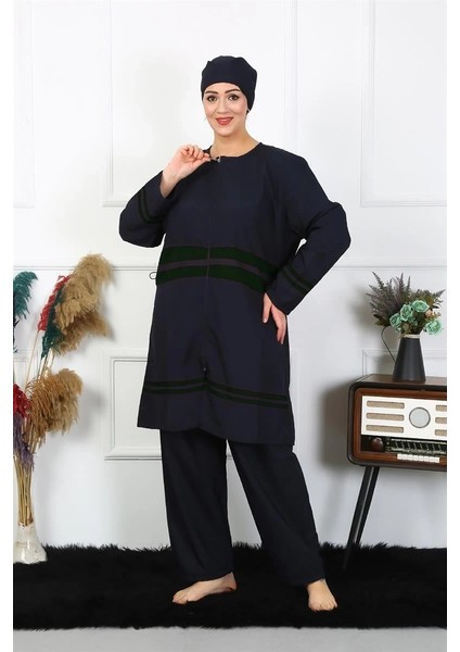 Büyük Beden Tesettür Mayo Lacivert