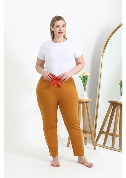 Kadın Pamuklu Büyük Beden Alt Pijama Hardal indirimleri