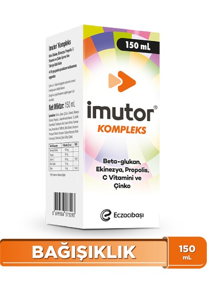 Imutor Kompleks Şurup 150 ml Beta-glukan, Ekinezya, Propolis, C Vitamini ve Çinko