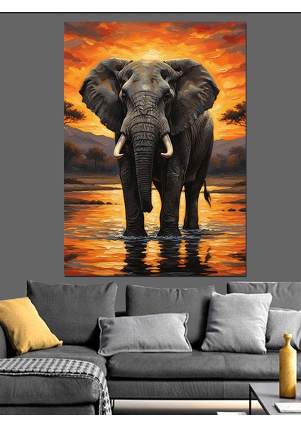 Karanlık Fil Portresi Vahşi Savan Dekoratif Kanvas - Mdf Ahşap Tablo
