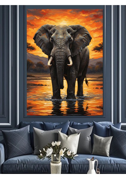 Karanlık Fil Portresi Vahşi Savan Dekoratif Kanvas - Mdf Ahşap Tablo fiyatları