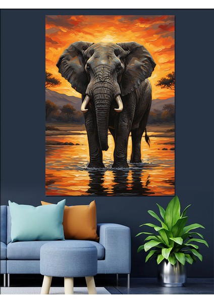 Karanlık Fil Portresi Vahşi Savan Dekoratif Kanvas - Mdf Ahşap Tablo modelleri