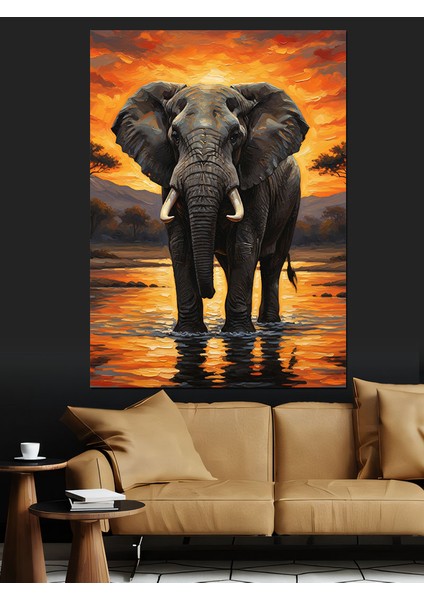 Karanlık Fil Portresi Vahşi Savan Dekoratif Kanvas - Mdf Ahşap Tablo fırsatları