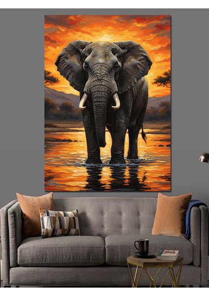 Karanlık Fil Portresi Vahşi Savan Dekoratif Kanvas - Mdf Ahşap Tablo indirimleri