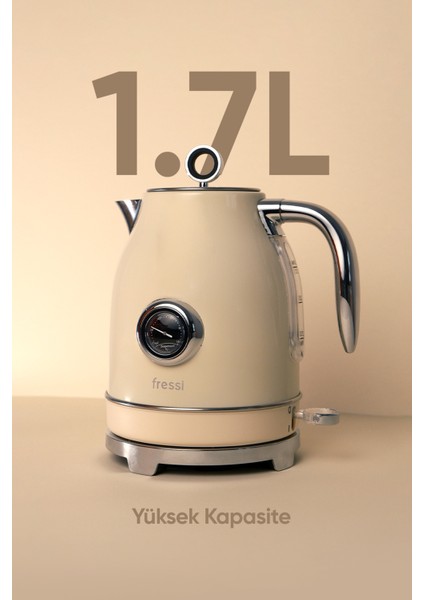 FR-KT05 Vintheat 1,7l Isı Göstergeli Retro Krem Kettle Kablosuz Su Isıtıcısı fiyatları