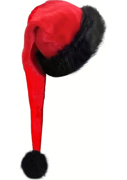 Uzun Tüylü Noel Şapkası, Kırmızı Kalınlaşmış Yetişkin Şapkası (Yurt Dışından)