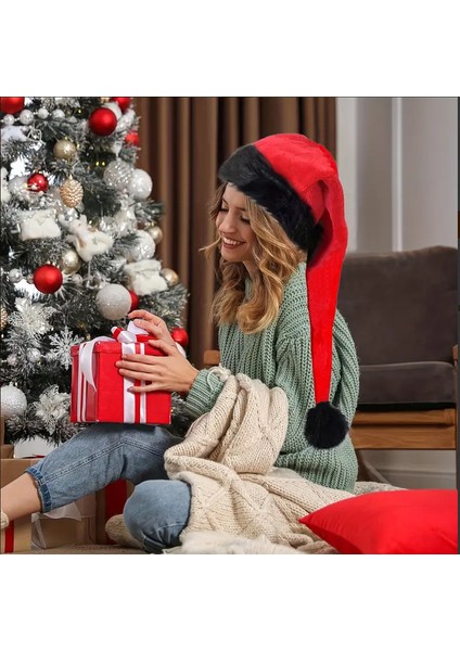 Uzun Tüylü Noel Şapkası, Kırmızı Kalınlaşmış Yetişkin Şapkası (Yurt Dışından) fiyatları