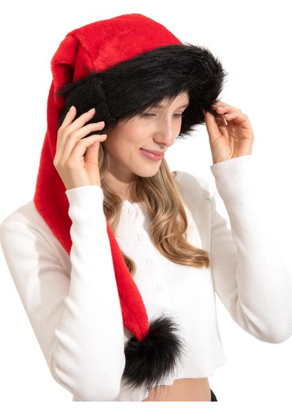 Uzun Tüylü Noel Şapkası, Kırmızı Kalınlaşmış Yetişkin Şapkası (Yurt Dışından) indirimleri