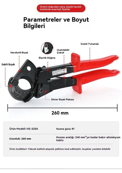 Kablo Kesme Tel Kesici HS-325A (Yurt Dışından) indirimleri