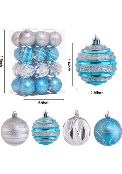 6 Cm'lik 24 Adet Çok Farklı Desenli, Renkli Noel Topu (Yurt Dışından) fiyatları