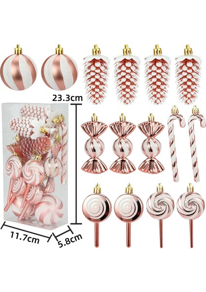 15 Adet 6 cm Noel Topu Çam Kozalaklı Lolipop Şeker Noel Ağacı Süslemesi (Yurt Dışından)