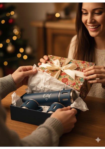 Paslanmaz Çelik Termos 500ML 3 Bardaklı Premium Kahve Termosu Çay Termosu Hediye Çantalı