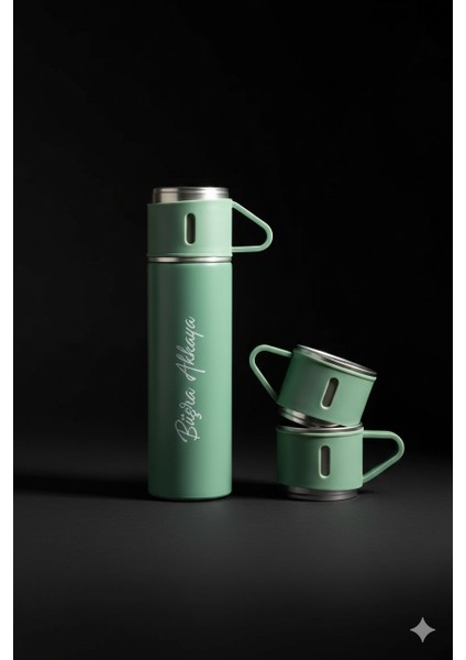 Kamp Termosu 500ML 3 Bardaklı A+ Kalite Çelik Termos Seti Kahve Çay Termosu Hediye Çantalı
