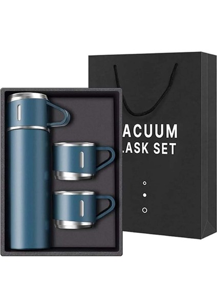 Bardaklı Çelik Termos 500ML Set 3 Bardaklı A+ Kalite Kahve Termosu Çantalı Hediye indirimleri