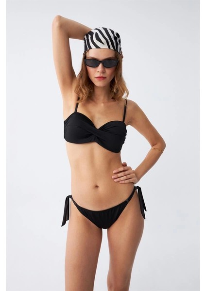 Kadın Straplez Siyah Bikini Takımı