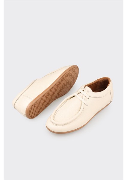 Bej Deri Kadın Günlük Ayakkabı modelleri