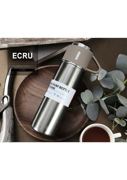 Sıcak Tutan Termos 500ML A+ Kalite 3 Bardaklı Çelik Termos Seti Kahve Termosu Çantalı fırsatları