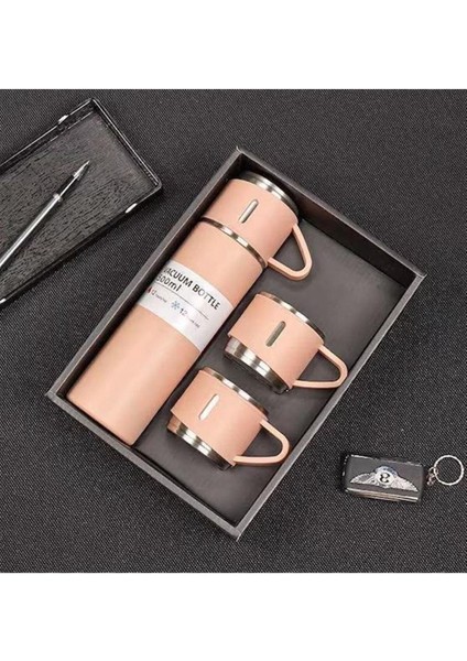 Bardaklı Termos 500ML Premium Paslanmaz Çelik 3 Bardaklı Kahve Termosu Seti Çantalı Hediye fiyatları