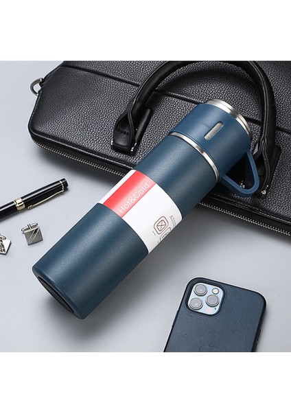 Paslanmaz Çelik Termos 3 Bardaklı Termos Seti Vakumlu Termos Set Hediye Seti Içecek 500 ml Metal Siy fiyatları