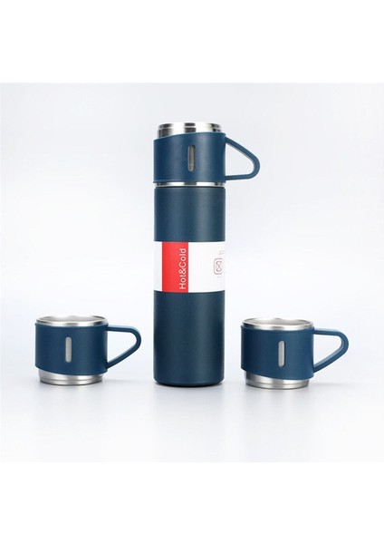 Paslanmaz Çelik Termos 3 Bardaklı Termos Seti Vakumlu Termos Set Hediye Seti Içecek 500 ml Metal Siy modelleri