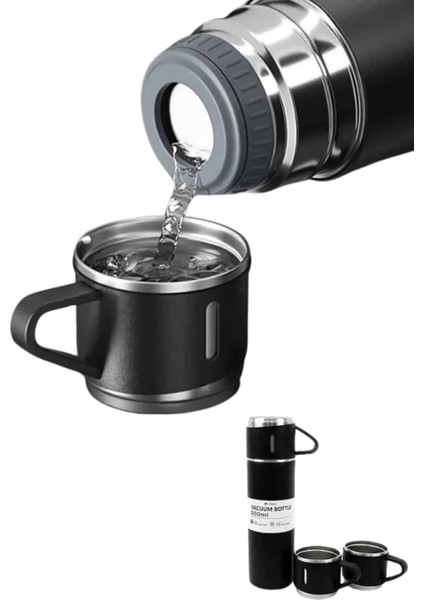 Çelik Termos 500ML 3 Bardaklı Set A+ Kalite Paslanmaz Çelik Kahve Termosu Kamp Termosu Çantalı indirimleri