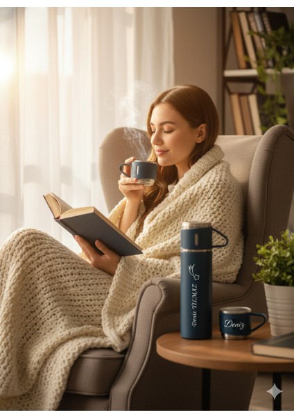 Kamp Termosu 500ML 3 Bardaklı Set A+ Kalite Paslanmaz Çelik Kahve Çay Termosu Hediye Çantalı