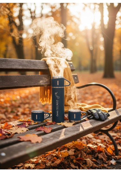 Premium Termos Seti 3 Bardaklı 500ML Paslanmaz Çelik Kahve Termosu Hediye Çantalı