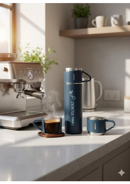 Bardaklı Termos 1.2l Çelik 1,3 L Mavi