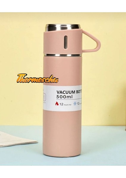 Paslanmaz Çelik Termos Pembe Renk 3 Bardaklı Termos Seti Vakumlu Termos Set Çanta Hediyeli Bej Diğer fiyatları