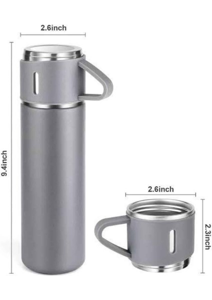Sıcak Tutan Termos 500ML 3 Bardaklı Premium Paslanmaz Çelik Kahve Termosu Hediye Çantalı fırsatları
