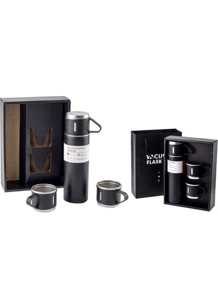 Paslanmaz Çelik Termos 4 Renk Seçeneği 3 Bardaklı Termos Seti Vakumlu Termos Set Çanta Hediyeli >550