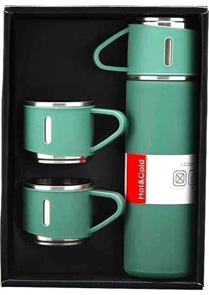Paslanmaz Çelik Termos Pembe Renk 3 Bardaklı Termos Seti Vakumlu Termos Set 450-550 ml Içecek Paslan fiyatları