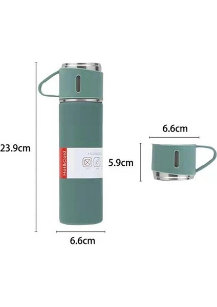 Paslanmaz Çelik Termos Pembe Renk 3 Bardaklı Termos Seti Vakumlu Termos Set 450-550 ml Içecek Paslan fırsatları