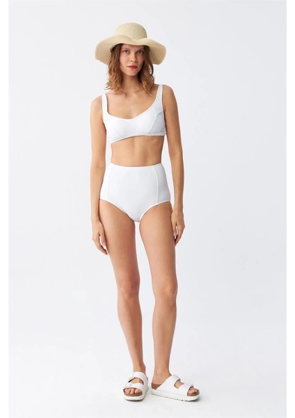 Kadın Basic Beyaz Pedli Yüksek Bel Bikini Takımı fiyatları