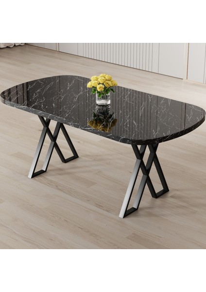 Axton Serisi Sabit Mdf 90X168 Siyah Mermer Desen Mutfak Masa Takımı 4 Cappucino Sandalye fiyatları