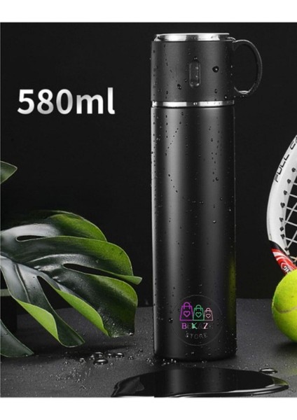 Paslanmaz Çelik Sızdırmaz Vakumlu Hediye Paketli 450ML 3 Bardaklı Termos Seti Çay Kahve Termosu >550