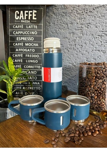 Vakumlu Paslanmaz Çelik Termos 3 Bardaklı Termos Seti Çelik 2 Yıl Taşıma Gri fırsatları