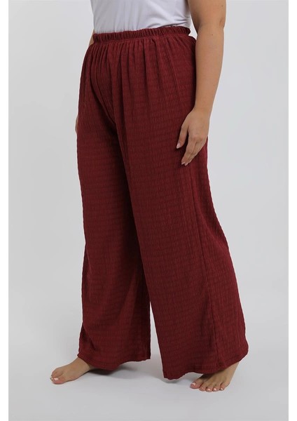 Kadın Büyük Beden Bordo Rahat Kesim Baggy Tek Alt indirimleri