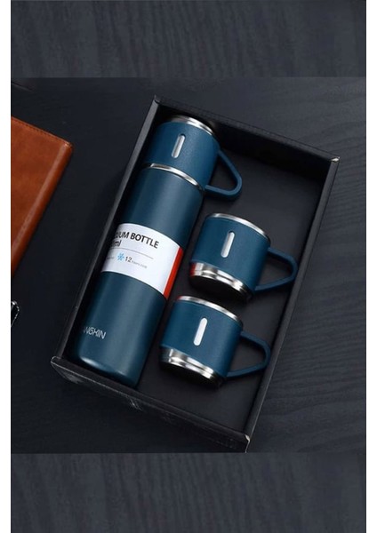 3 Bardaklı Termos 500ML Paslanmaz Çelik Sıcak Tutan Kahve Termosu Premium Çanta Hediye fiyatları