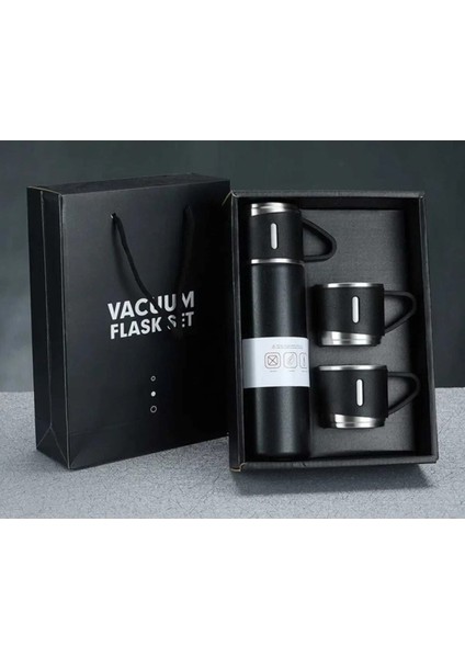 Paslanmaz Çelik 3 Bardaklı Vakumlu Termos Set 500 ml 12 Saate Kadar Isı Koruma Termos 500 ml Paslanm fiyatları