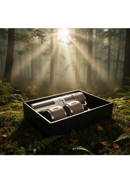 3 Bardaklı Termos Paslanmaz Çelik Termos, Vakumlu Çanta Hediyeli Termos Içecek 500 ml Paslanmaz Çeli