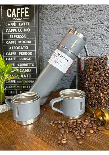 Paslanmaz Çelik 3 Bardaklı Pembe Renk Termos Seti / Çay Kahve Piknik Kamp Ofis Seyehat >550 ml Içece fiyatları