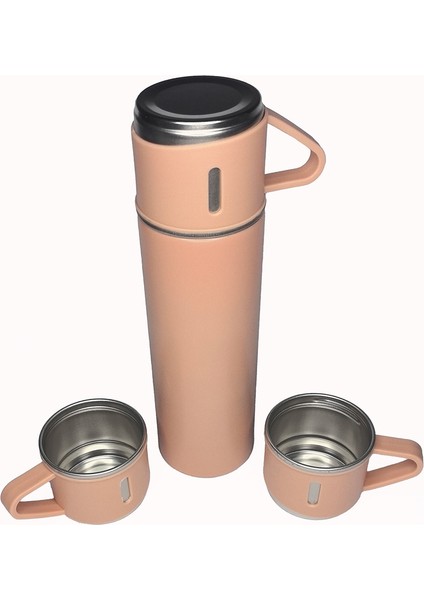 Stainless Steel Vacuum Flask Paslanmaz Çelik Bardakli Termos 3 Bardakli 500ML Yeşil Içecek Yok Çelik fiyatları
