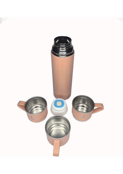 Stainless Steel Vacuum Flask Paslanmaz Çelik Bardakli Termos 3 Bardakli 500ML Yeşil Içecek Yok Çelik modelleri