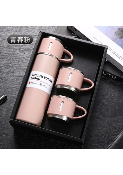 A+ Kalite 3 Bardaklı Termos Set 500ML Paslanmaz Çelik Kahve Termosu Kamp Termosu Çantalı fiyatları