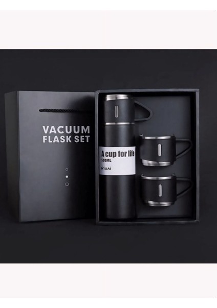 Paslanmaz Çelik Termos 4 Renk Seçeneği 3 Bardaklı Termos Seti Vakumlu Termos Set Çanta Hediyeli Içec modelleri