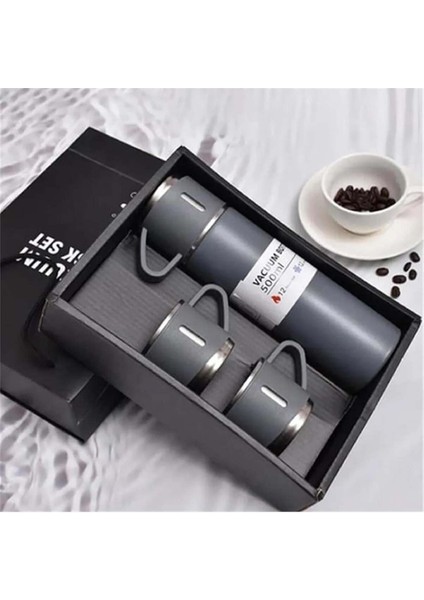 A+ Kalite 500 ml Termos 3 Bardaklı Paslanmaz Çelik Kahve Çay Termosu Çanta Hediyeli fiyatları